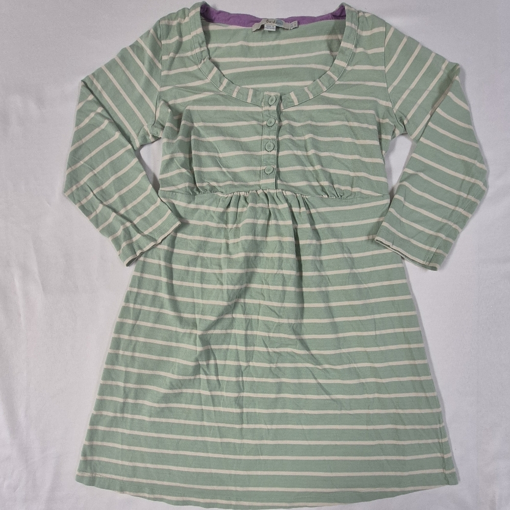 Boden Babydoll Striped Green And White Mini Dress Size 2